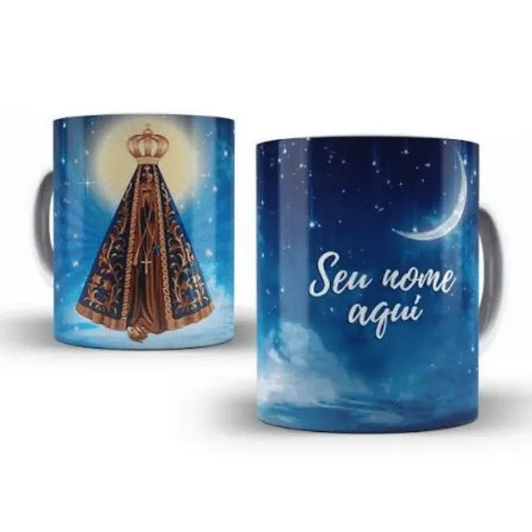 Caneca de Nossa Senhora Aparecida personalizável com nome