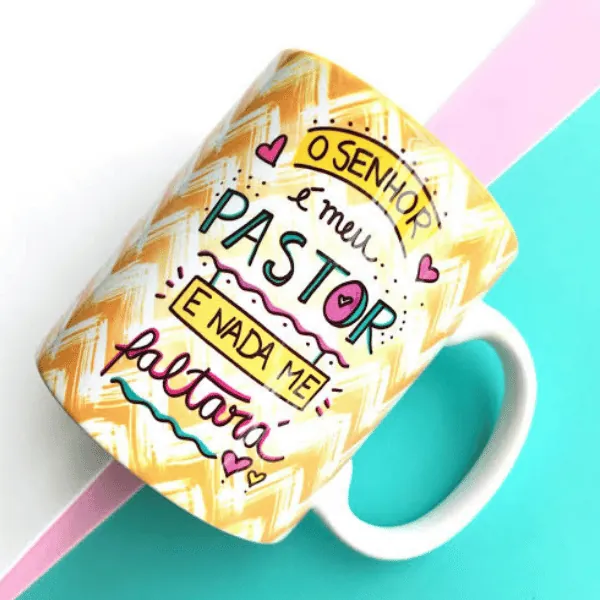 Caneca gospel com o salmo O Senhor é meu Pastor