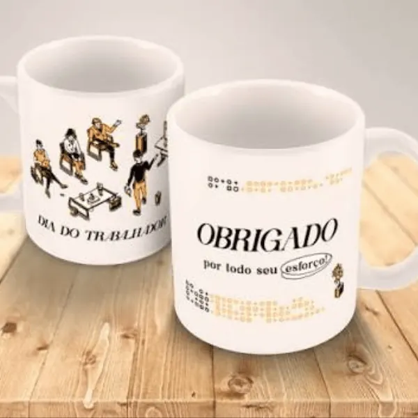 Caneca do Dia do Trabalhador com frase Obrigado