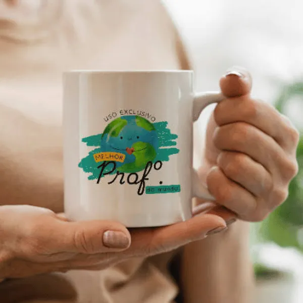Caneca para professores com arte Melhor Prof do Mundo